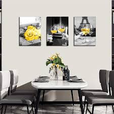 Home decor wine rack wall kitchen bar diy home bar decor coffee bar home dining room bar bar design wood wine racks. Buy Yellow Kitchen Decor Kitchen Wall Decor Kitchen Wall Art Wine Decor For Kitchen Dining Room Decor Black And White Wall Art Framed Canvas Prints Artwork Paintings For Home Bedroom Decorations Yellow