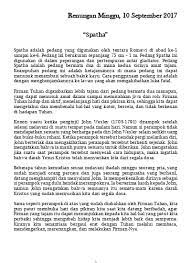 Renungan harian katolik rabu 7 juli 2021. Renungan Minggu 10 September 2017