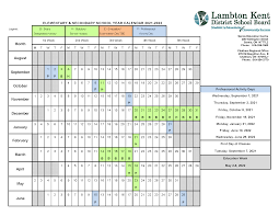 Elementary Calendar Lambton Kent District School Board