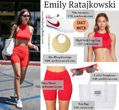 How to wear biker shorts + marc new york outfit giveaway!! Emily Ratajkowski Red Biker Shorts Look For Less Crop Top And Shorts Biker Shorts Biker Shorts Outfit