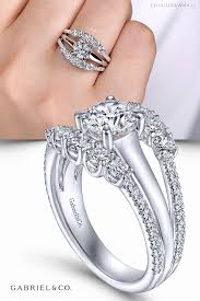 14k White Gold Round Split Shank Diamond Engagement Ring Split Shank Diamond Engagement Ring Stone Engagement Rings Jewelry Wedding Rings