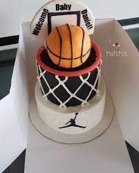 Jordan Themed Baby Shower Cake Mamimorcookies Decoratedcookies Basketballcake Basketballbabyshower Jordanbabyshower Shower Cakes Cake Baby Shower Cakes