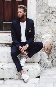 10 Ways To Team Up Suits With Sneakers Suits And Sneakers Mens Fashion Suits Mens Outfits