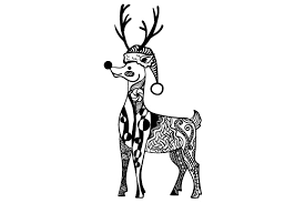 Download Reindeer With Christmas Hat Zentangle Svg Cut File By Creative Fabrica Crafts Creative Fabrica PSD Mockup Templates