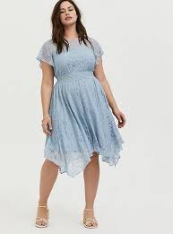 Light Blue Lace Handkerchief Dress In 2020 Lace Handkerchief Dress Blue Plus Size Dresses Blue Dress Short