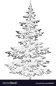With a dark colored pencil, draw branches that follow the shape of the triangle. Christmas Tree With Ornaments Contours Royalty Free Vector Aff Ornaments Tree Christmas Christmas Tree Drawing Christmas Tree Sketch Trees Art Drawing