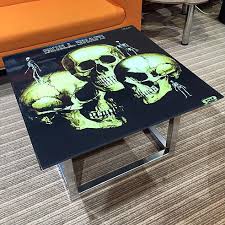 I was inspired to design a coffee table with real turntables under it. Vinyl Record Coffee And Dining Tables