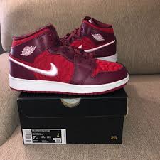 Air Jordan 1 Mid Red Quilt In 2020 Jordan 1 Mid Air Jordans Womens Jordans