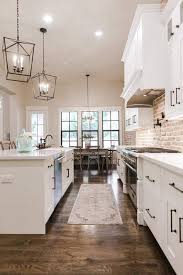 Simple Clean White Trendy Kitchen Industrial Farmhouse Kitchen Modern Farmhouse Kitchens Home Decor Kitchen
