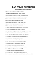 Have fun making trivia questions about swimming and swimmers. 92 Best Bar Trivia Questions And Answers Learn New Facts