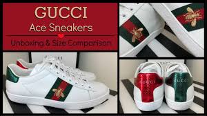 gucci 2018 ace embroidered bee sneakers unboxing review size comparison