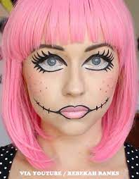 13 Halloween Makeup Ideas For Pink Hair Doll Makeup Halloween Doll Face Makeup Halloween Makeup Inspiration