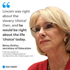 U.S. Education Secretary Betsy DeVos ignited a fiery debate this week  around whether the choice to allow slavery compares to the choice to have  an abortion. https://bit.ly/36tfYZA