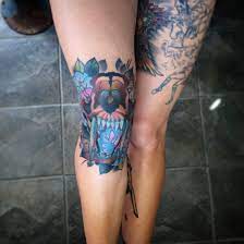Knee Cap Tattoo Sabortoothtiger Tattoo Knee Inked Knee Cap Tattoo Tattoos Skin Art