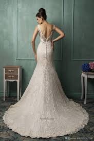 2019 New Elegant Amelia Sposa Mermaid Lace Wedding Dress Vestido De Applique Scoop Chapel Train Open Back Bridal Gown 178 Wedding Dresses For Girls