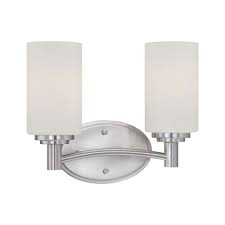 Transitional Cylinder Shaped Glass Shades Two Light Bathroom Lighting With Curved Arms And Oval Back Walmart Com Walmart Com