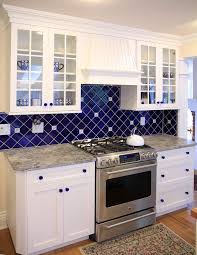 Cobalt Blue Backsplash Kitchen Traditional With Ceramic Tile For Backsplash Leathered Granite K Blue Kitchen Decor Cobalt Blue Kitchens Blue Backsplash Kitchen