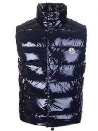 Moncler Sleeveless Vest For Men Smooth Shiny Fabric Navy Blue Moncler Jacket Moncler Mens Vest