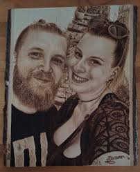 The final result of about 20ish hours of work, from transfer to the last  touches. Natural wood, 39 cm (15.35") diameter. Pyrography, a touch of  stain