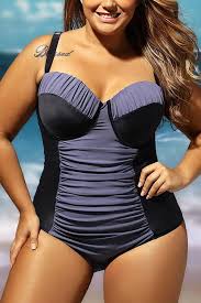 A Chicloth Women Plus Size One Piece Swimsuit Color Block Underwire Padded Push Up Plus Size Swimwear Women S Plus Size Swimwear Plus Size Swimsuits