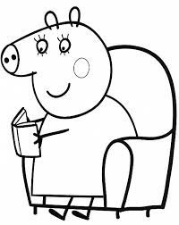 Mamma Pig Legge Un Libro Disegno Da Colorare Gratis Disegni Da Colorare Disegni Peppa Pig