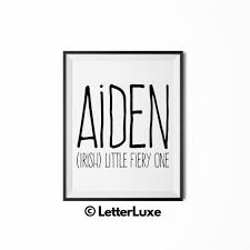 Aiden Name Definition Printable Nursery Wall Art Names With Meaning Baby Names And Meanings Baby Names