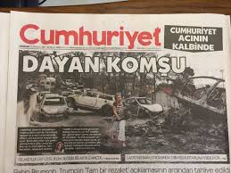 Gazetelerin ilk sayfaları, günün gazete manşetleri. 99 Marmara Depremi Nde Yardimimiza Uzanan Vefali Bir El Dayan Komsu