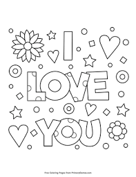You can print it at full size and frame it or shrink it down and make a card. I Love You Coloring Page Free Printable Pdf From Primarygames