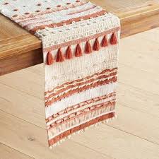 Warm Up Your Table With A Desert Inspired Runner Bursting With Texture And The Visual Appeal Of Striate Outdoor Table Runner Boho Table Runner Table Runner Diy
