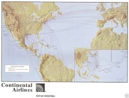 Continental Airlines Route Map From Continental Airlines Northwest Airlines Alliance Guidebook Route Map Map Northwest Airlines