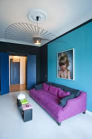Blue Wall And Purple Sofa Purple Sofa Blue Living Room Couch Upholstery