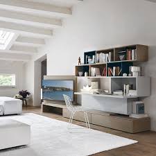 Moderne Wohnwand C44 Mit Integriertem Aufklappbaren Schreibtisch Und Tv Paneel Zum Schwenken Fur Einen Gemutlichen Wohnbereic Home Home Office Design Wall Unit
