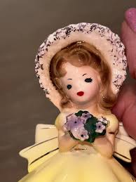 Vintage Josef Japan August Flower Girl, Josef August Birthday Girl, Josef  Original August Birthday, Josef Southern Belle Yellow Dress, Mint