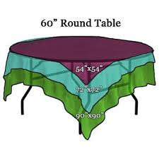 Square Tablecloth Sizes On 60 Inch Round Table And Other