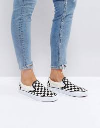 Vans Zapatillas De Deporte Sin Cordones Con Diseno De Tablero De Damas De Vans Classic Vans Classic Slip On Vans Classic Slip On Sneaker Vans Outfit