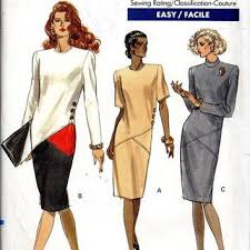 Vogue 80s Sewing Pattern 7629 Color Block Asymmetrical New Wave Style Casual Business Dress Dr Business Casual Dresses Color Block Dress Pattern Vogue Patterns