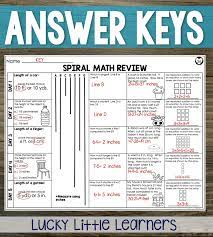 42 work pages with answer keys full of skill and word problems. Spiral Math Review Lucky Little Learners