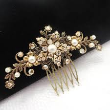Antique Brass Hair Comb Bridal Hair Comb Wedding By Treasures570 Hair Accessories Leaf Gold Bridal Hair Comb Hair Accessories Vintage