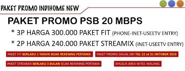 Untuk lokasi non fiber optik (tembaga) diberlakukan paket indihome dth transvision, kawasan teritori telkom klojen dan ngantang berlaku paket perintis dan lokasi lain berlaku paket indihome subsidi. Pasang Baru Indihome Malang Posts Facebook