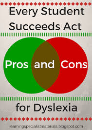 Pros And Cons Of Every Student Succeeds Act For Dyslexia Dyslexia Teacher Material Dyslexic Students