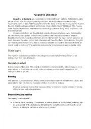 As conscious beings we are always interpreting the world around us. Cognitive Distortions Esl Worksheet By Karamckeen
