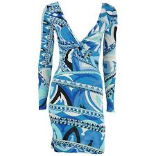 Emilio Pucci Blue Print Silk Jersey Dress 4 Pucci Dress Pucci Pucci Print