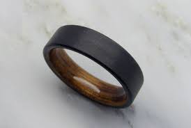 Wooden Wedding Band In Carbon Fiber And Bent Koa Wood Wooden Wedding Bands Wooden Wedding Ring Mens Wedding Rings