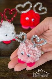 How To Make Pom Pom Monsters Practically Functional Valentine Crafts For Kids Valentine Day Crafts Valentines For Kids
