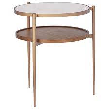 Amazon Brand Rivet Modern White Marble And Wood Double Storage Wood Shelf Side End Table 21 3 H White Brass Walnut Lavorist End Tables Metal Side Table Wood Shelves