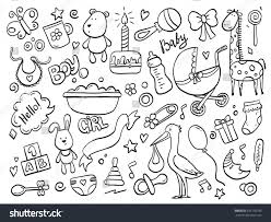 Baby Toys Clipart Black And White Set Of Hand Drawn Baby And Newborn Doodle For Icon Banner Cartoon Sketch Style Doodle With Baby Girl And Boy Toy How To Draw Hands Baby Sketch Baby Drawing