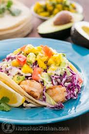 1/2 a fresh pineapple, cleaned and diced small, or you could use canned. Shrimp Tacos With Coconut Coleslaw Mango Salsa
