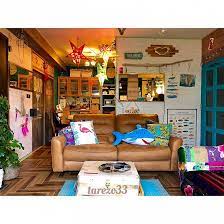 海を感じるインテリア ターコイズブルー 流木 黒板アート キャメルのソファ などのインテリア実例 2019 09 19 12 41 57 roomclip ルームクリップ 部屋 インテリア インテリア ソファ