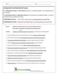 Dependent clauses and independent clauses. Independent Dependent Clause Worksheet Worksheet List