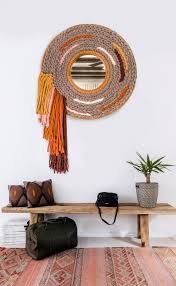 Hand Woven Rattan Mirror Custom Listing Boho Wall Hanging Mirror Handcrafted Tapestry In 2020 Decor Rattan Mirror Home Decor